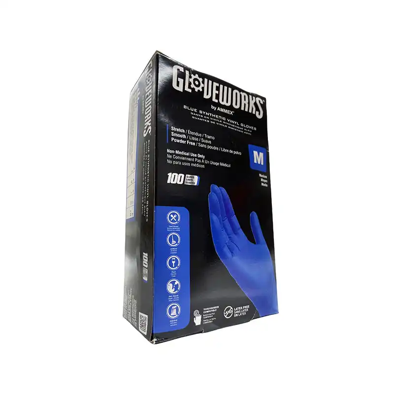 Ammex Gloveworks Blue Synthetic Vinyl Gloves Atwell Dalgliesh